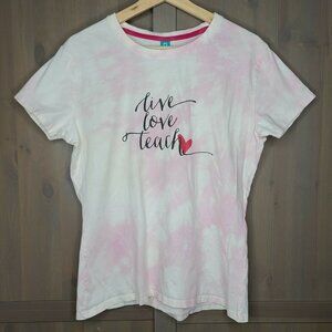 Spreadshirt T-shirt Womens Large Pink Bleach Tie Dye Short Sleeve Graphic Tee